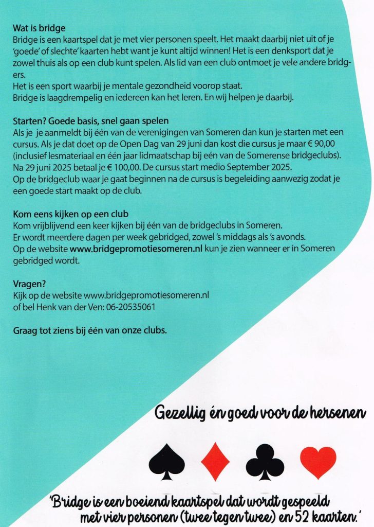 Bridge Someren, doe ook mee!