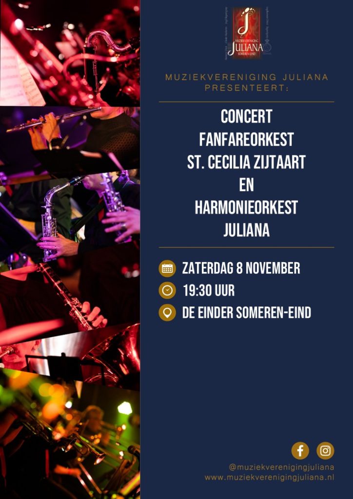 Concert harmonieorkest Juliana met Fanfareorkest St. Cecilia uit Zijtaart