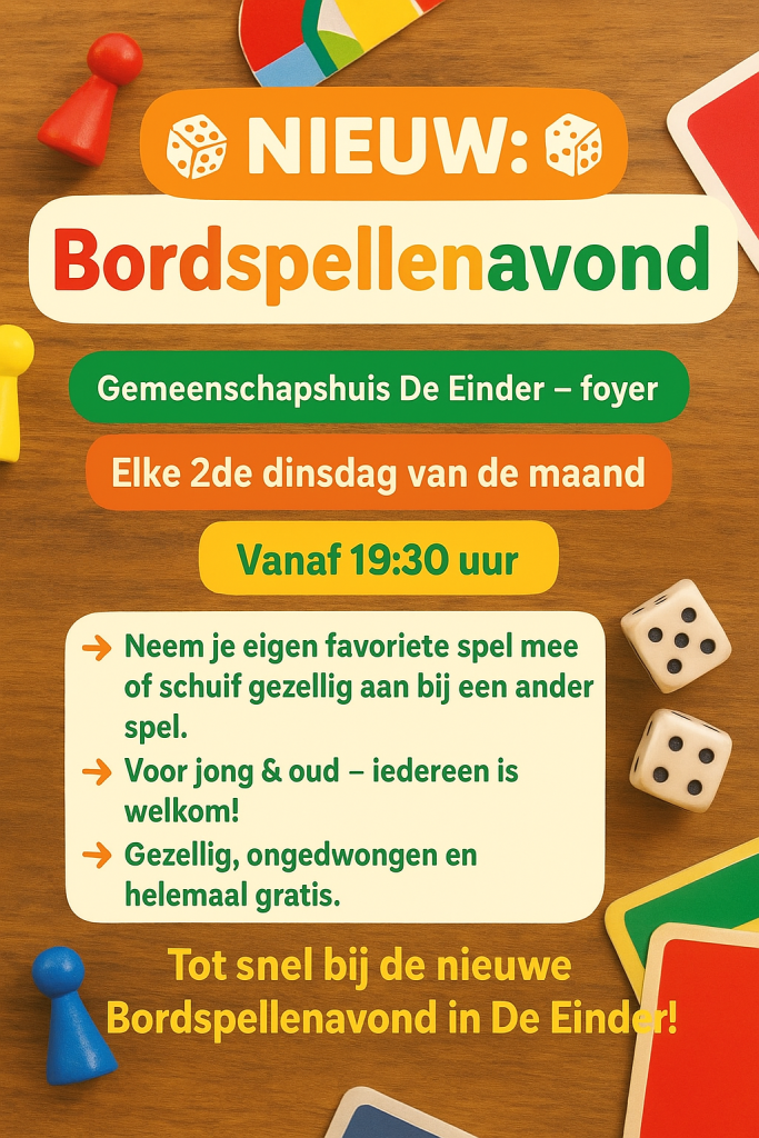 Bordspellenavond – elke 2de Dinsdag van de Maand