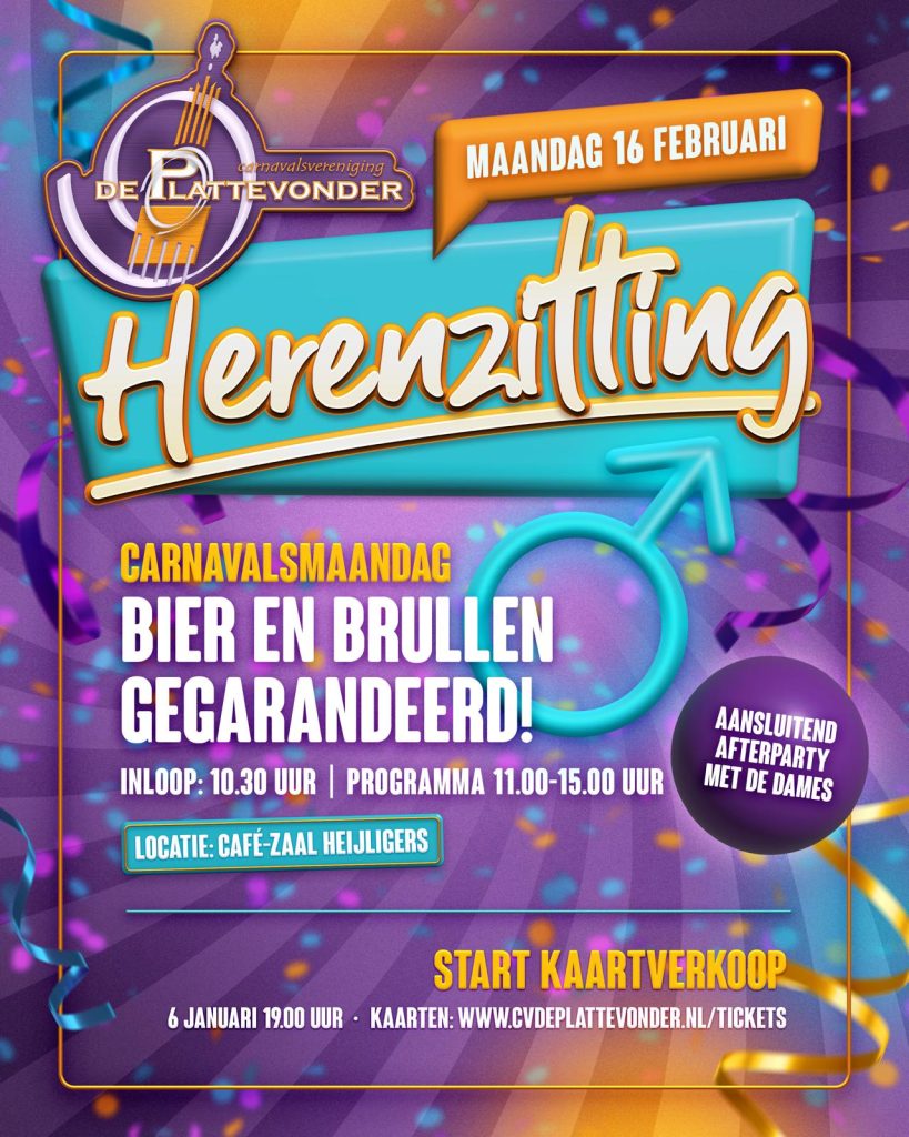 Kaartverkoop Dames- en Herenzitting CV De Plattevonder