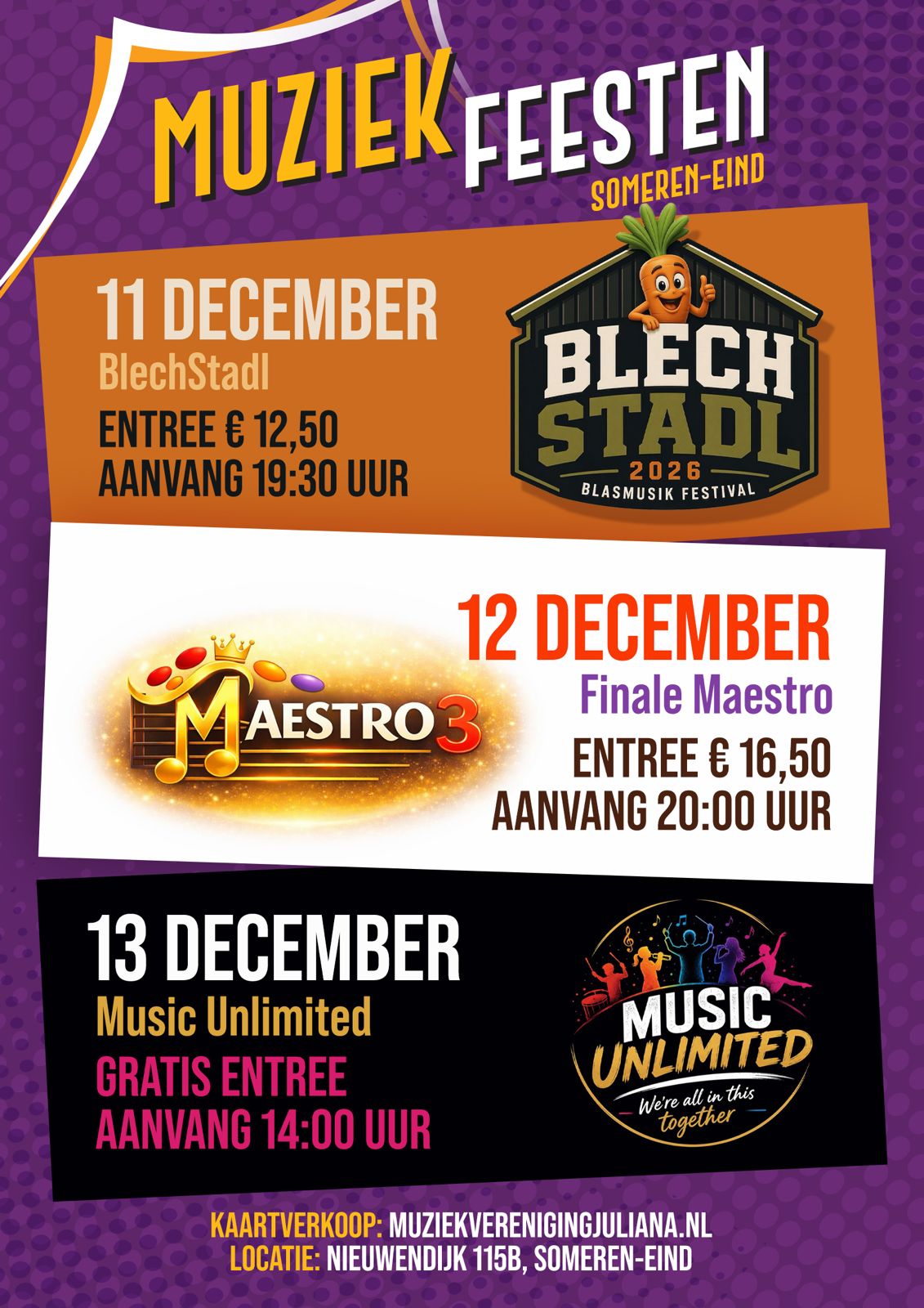 Programma Muziekfeesten Muziekvereniging Juliana